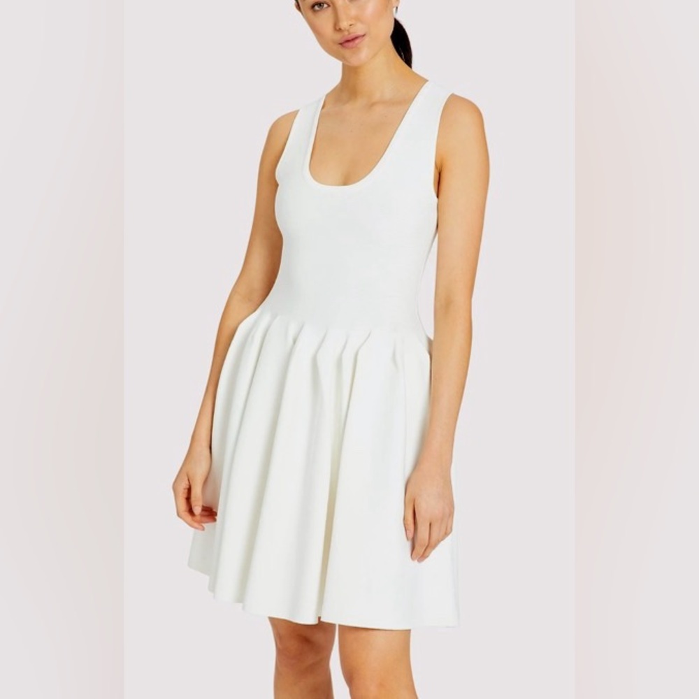 MILLY Engineered Pleat White Knitted Dress Small